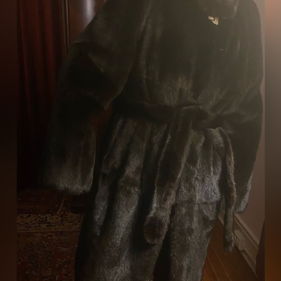 Fur coat black Dimond 100% genuine fur Mink high quality coat size -42 US M-L - Picture 13 of 16